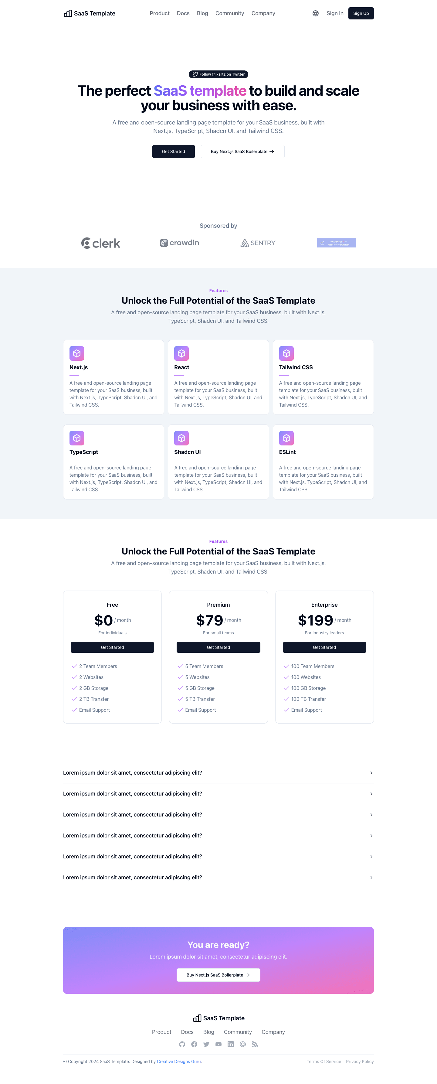 Next.js SaaS Boilerplate Landing page