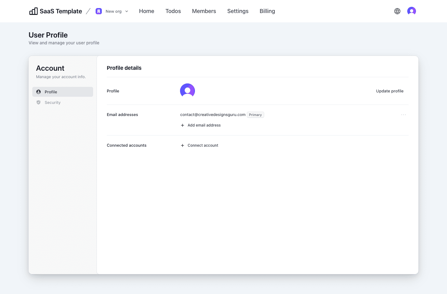 Next.js SaaS User Profile