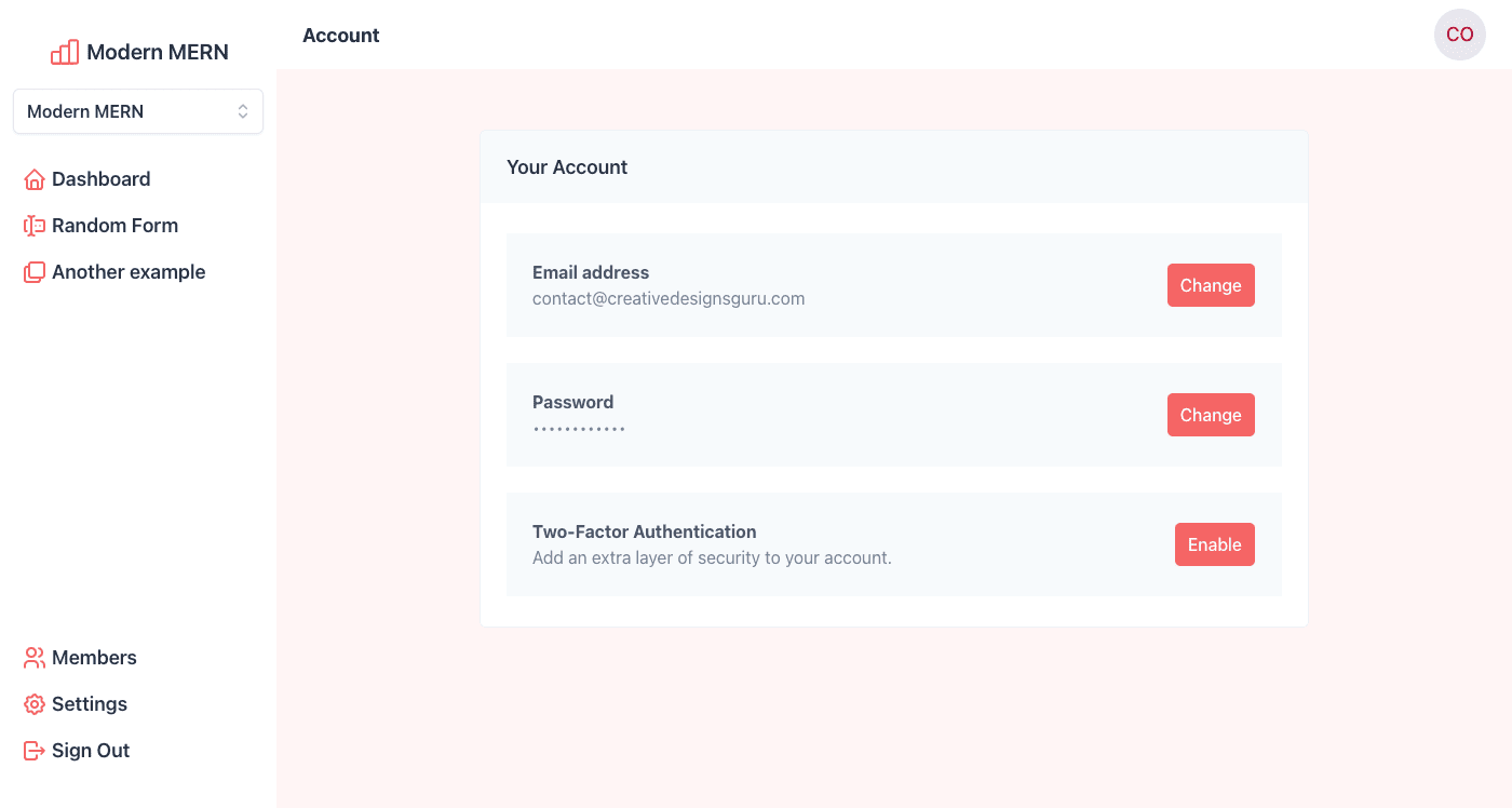 Node.js SaaS Boilerplate user dashboard