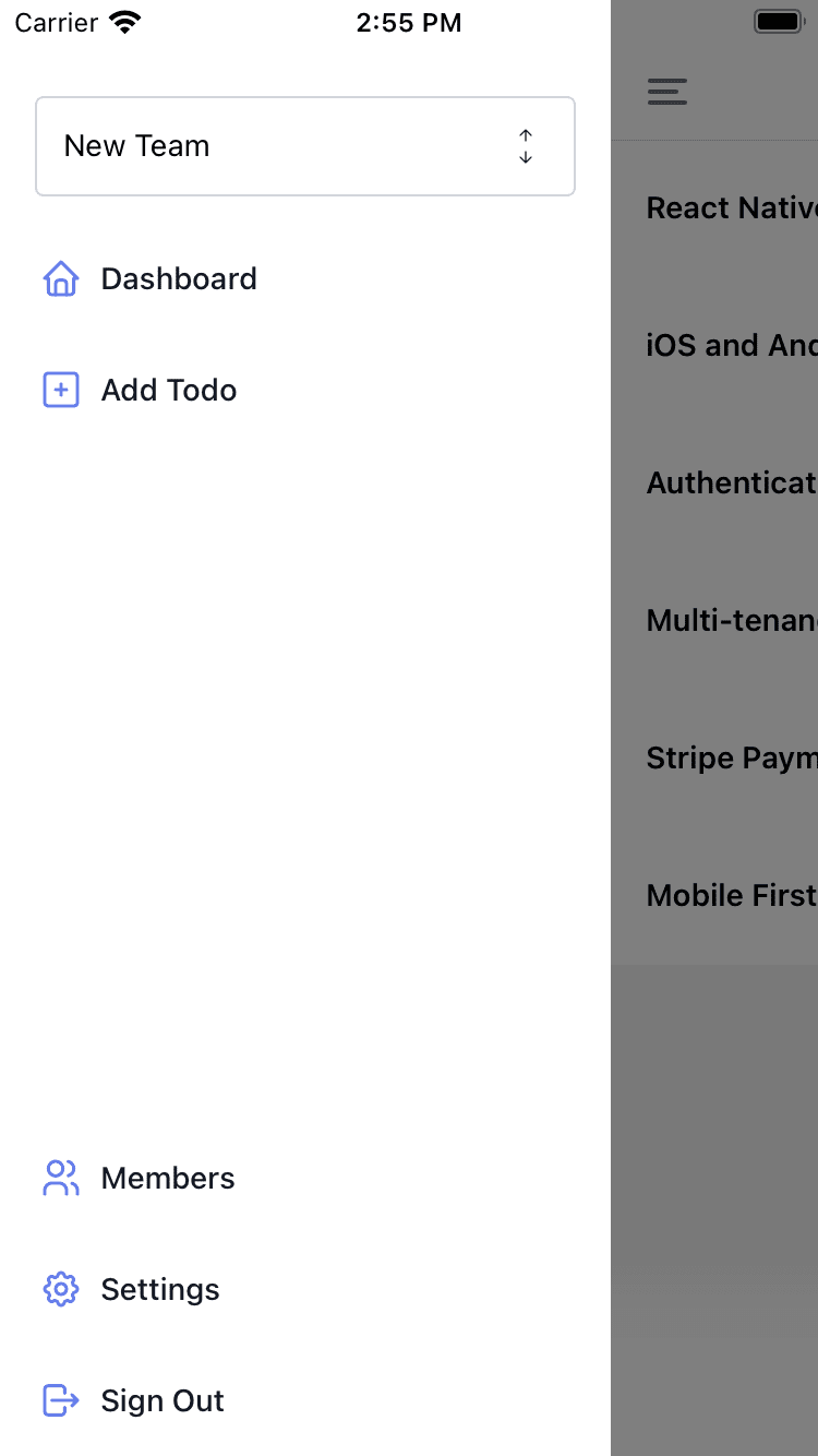 React Native Boilerplate Sidebar